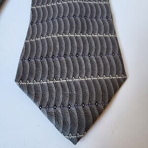 Bellini Tie 100% Silk Mens Necktie Made In USA Gray Geometric New York Milan